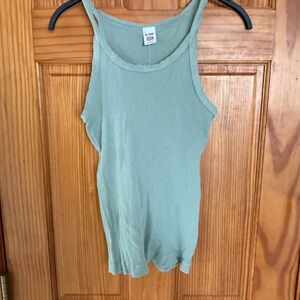 Re-Done Hanes Women's Green Tank Top